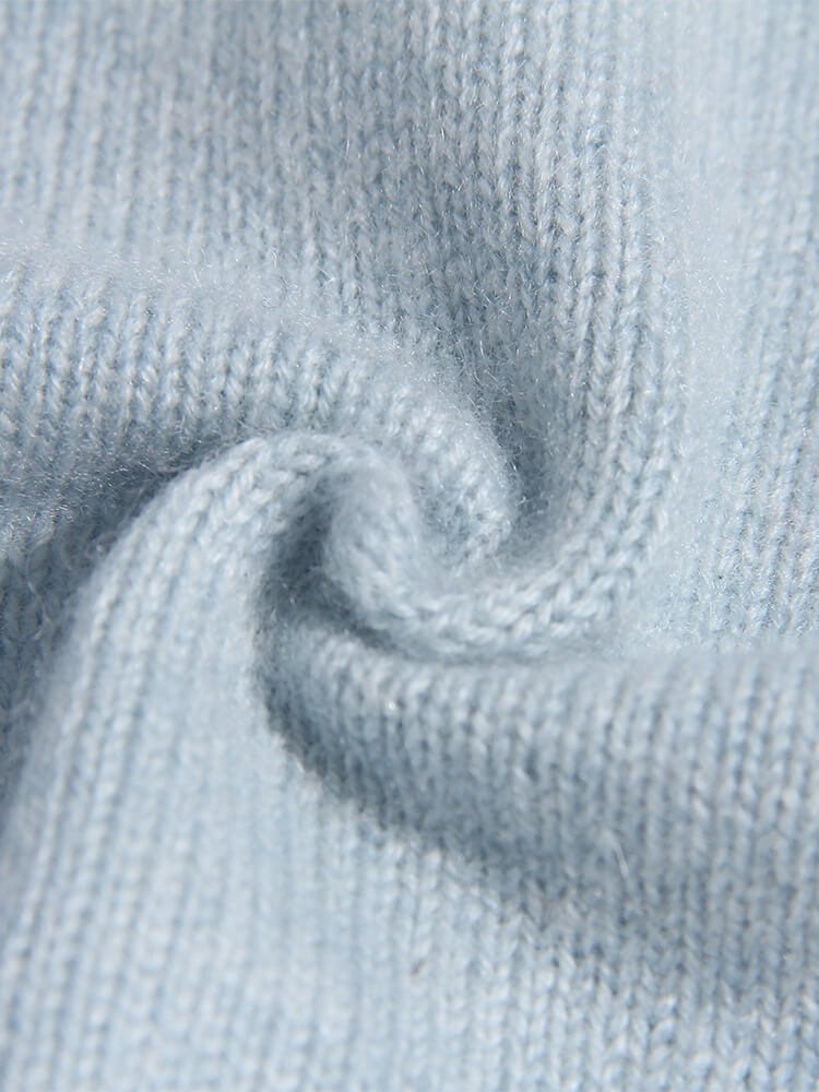 Girls Peter Pan Collar Light Blue Cashmere Lace-Trim Cardigan